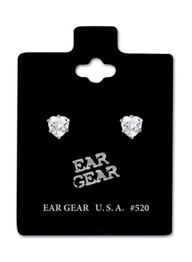 EAR GEAR Stainless Steel 5mm Cubic Zirconia Stone Studded Earrings