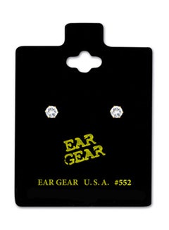 EAR GEAR 24K Gold Plated 2mm Cubic Zirconia Stone Earrings 