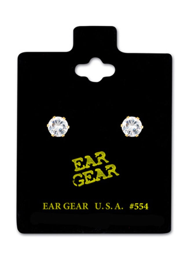 آير جير أقراط مطلية بالذهب مزيّنة بأحجار مكعب زركونيا يبلغ طولها 3 مليمتر عيار 24 قيراطاً