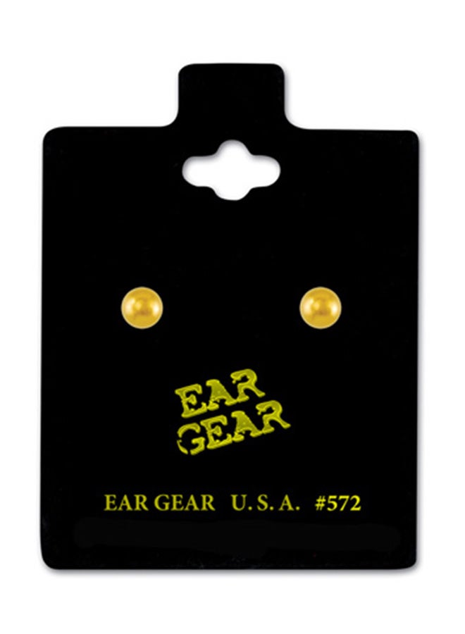 آير جير أقراط مطلية بالذهب على شكل كرة يبلغ طولها 2 مليمتر عيار 24 قيراطاً