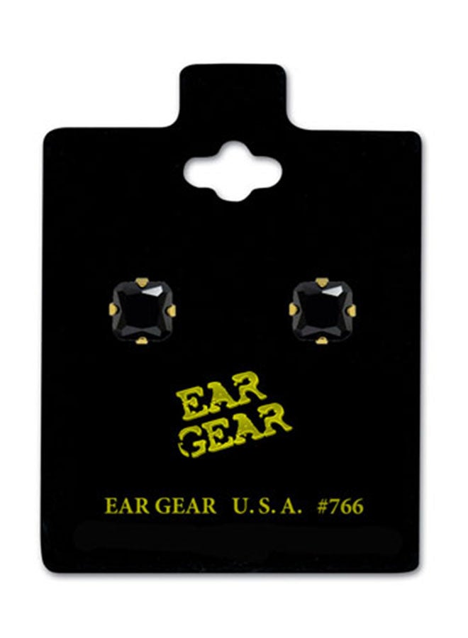 آير جير أقراط كبس مطلية بالذهب عيار 24 قيراطاً ومزينة بأحجار الزركونيا المكعبة