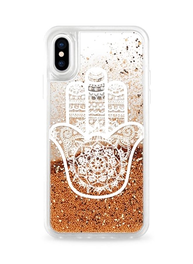 Casetify Glitter Protective Case Cover For Apple iPhone XS/X Gold White Hamsa Hand Gold White Hamsa Hand