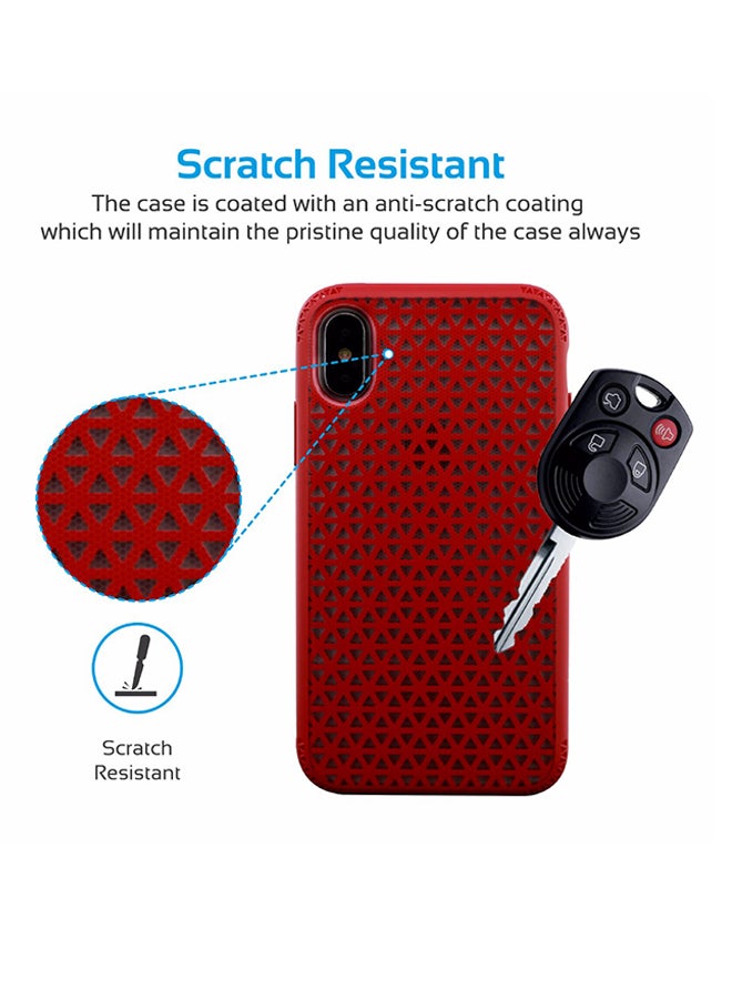 iPhone X Case, Stylish Shockproof Dual Layer Protective Case with Anti-Slip Grip, Drop Protection and Scratch Resistance Case Cover for 5.8 Inch Apple iPhone X Red