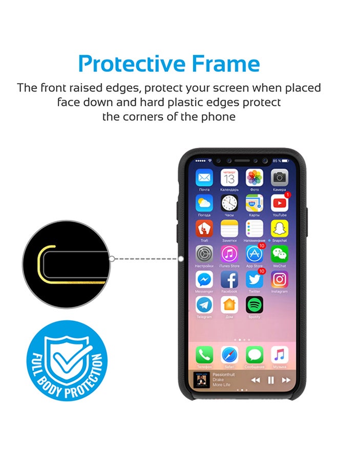 بروميت غطاء آيفون إكس جلدي بنوعيّة ممتازة، رفيع وممتص للصدمات مع حماية من السقوط، وبقبضة ممتازة لهاتف آيفون إكس بحجم 5.8 بوصة من أبل أسود - Image 2