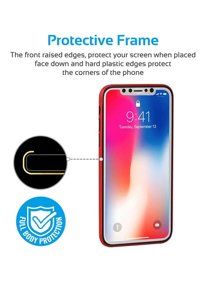 بروميت غطاء حماية من ألياف الكربون رفيع للغاية ومرن ومقاوم للانزلاق والخدش والصدمات لهاتف أبل آيفون X أحمر - Image 2