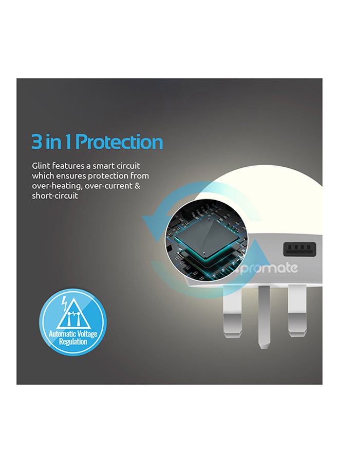 PROMATE Dual USB Port With Touch Sensitive Night Light White - Image 4