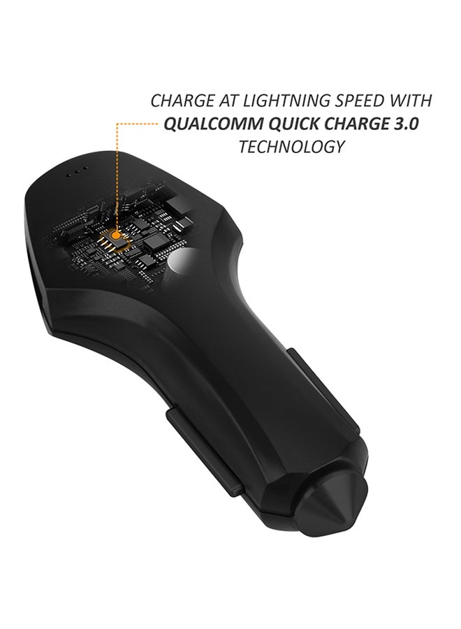 PROMATE - Trinix Quick Charge 3.0 USB Car Charger With Type-C For Mobile Phones And Tablets Black - Image 1