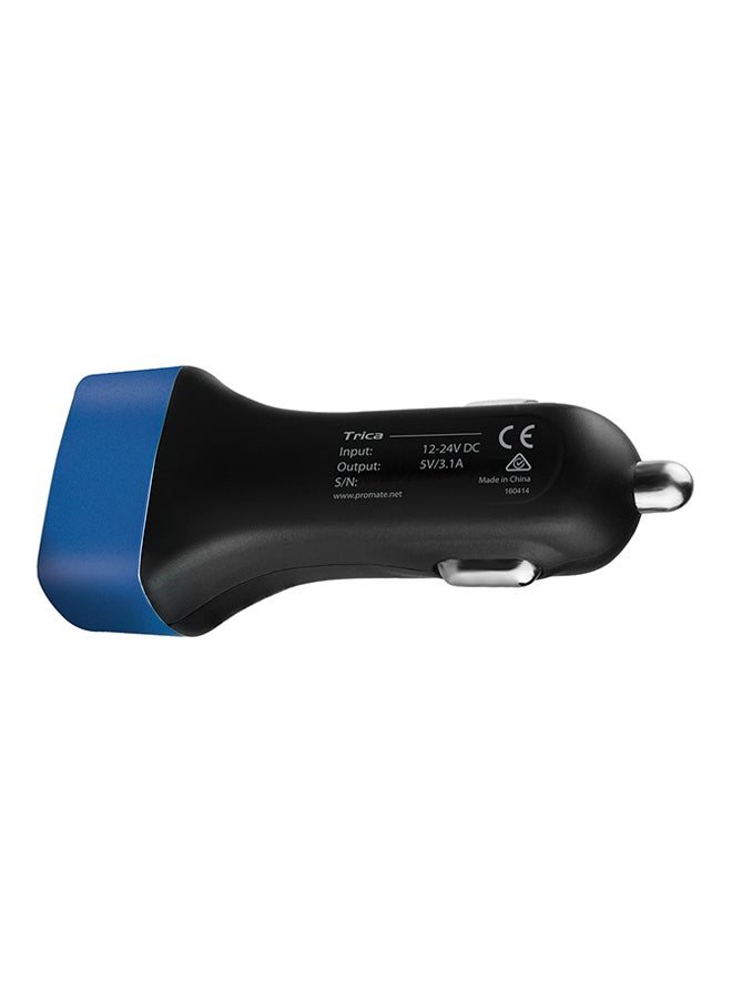 PROMATE Ultra-Fast Universal Car Charger With 3 USB Ports Blue  - Image 3