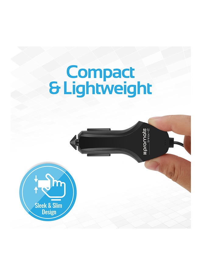 PROMATE - USB Type-C Car Charger With Dual USB And Quick Charge 3.0 Port Black - Image 1