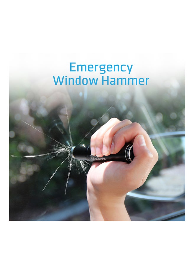 PROMATE - 2-In-1 Aluminum 12V USB Car Charger With Emergency Hammer And Power bank Black - Image 1