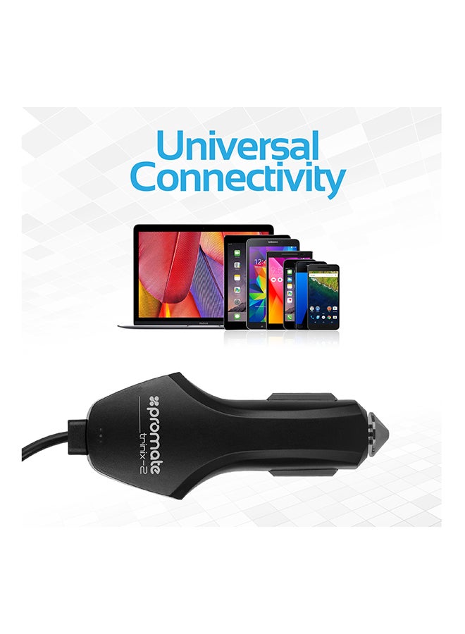 PROMATE - USB Type-C Car Charger With Dual USB And Quick Charge 3.0 Port Black - Image 1