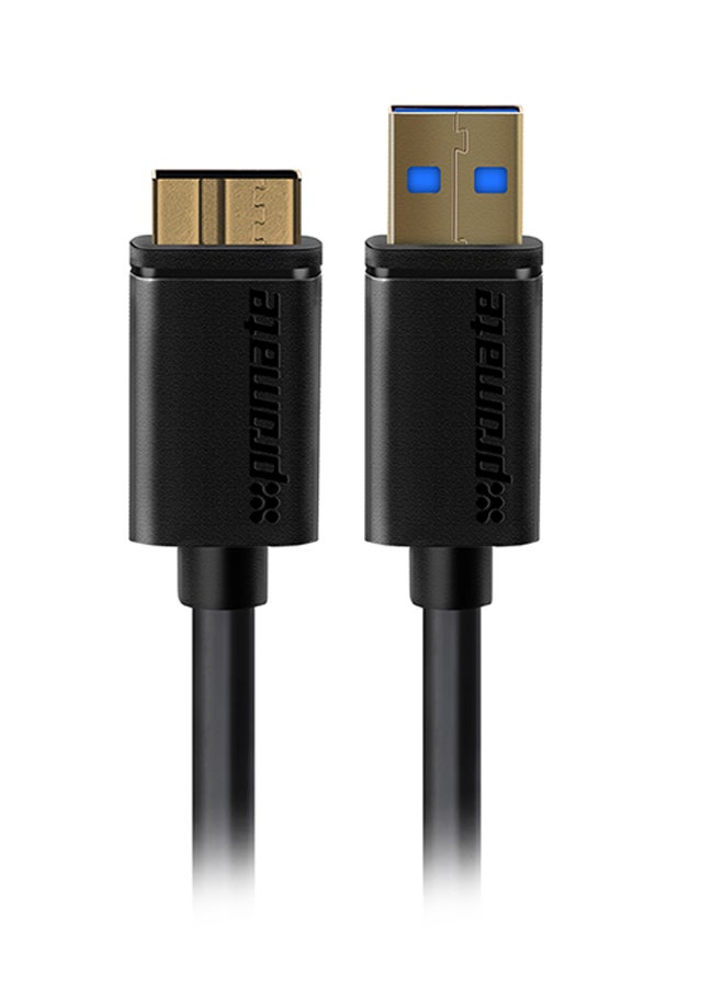 بروميت - Type-A To Micro-B Cable For External Hard Drives Black - Image 1