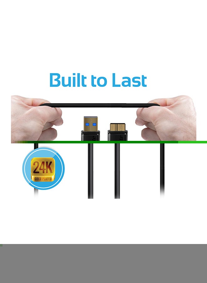 بروميت - Type-A To Micro-B Cable For External Hard Drives Black - Image 1
