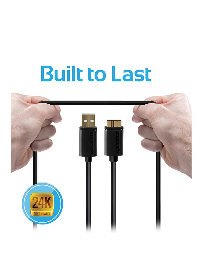 بروميت - Type-A To Micro-B Cable For External Hard Drives Black - Image 1