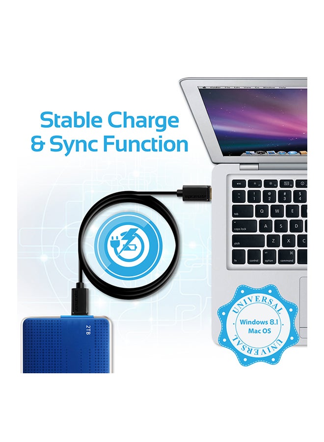 بروميت - Type-A To Micro-B Cable For External Hard Drives Black - Image 1