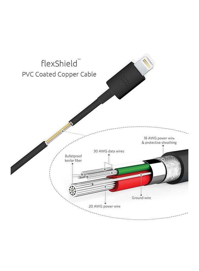 بروميت كابل Lightning إلى USB للشحن والمزامنة لهاتف آيفون 7 و7 بلس و6s و6s بلس وآي باد وآي بود أسود - Image 3