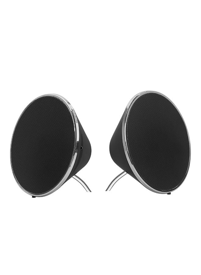 بروميت مكبر صوت كونيكس ثنائي لاسلكي محمول بخاصية البلوتوث للهواتف الذكية، والكمبيوتر بجودة صوت عالية الوضوح أسود - Image 1