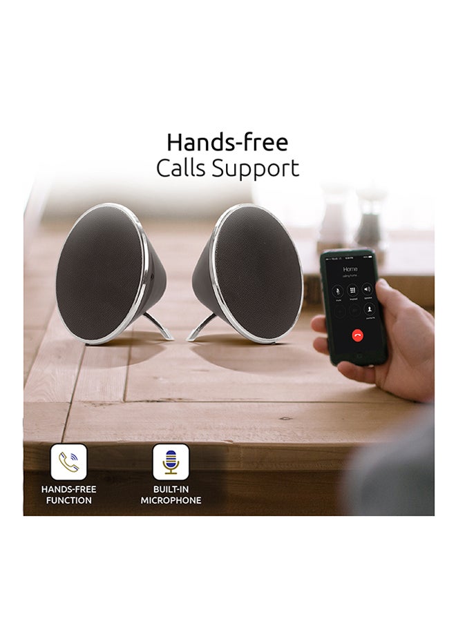 بروميت مكبر صوت كونيكس ثنائي لاسلكي محمول بخاصية البلوتوث للهواتف الذكية، والكمبيوتر بجودة صوت عالية الوضوح أسود - Image 4