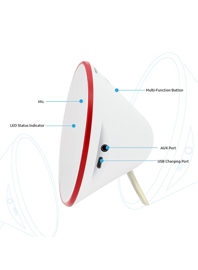 PROMATE Portable Bluetooth wireless Dual Speaker for Smartphones, tablet, PC with HD Sound Quality, Conex - White  - Image 2