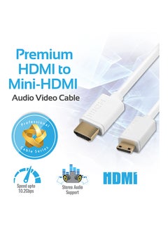 PROMATE High Speed Premium 24K Gold Plated HDMI To Mini-HDMI Cable With PVC Coated Copper White  - Image 2