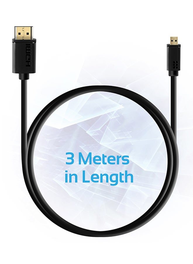 PROMATE - 24K Gold Plated Micro-HDMI To HDMI Audio Video Cable Black - Image 1