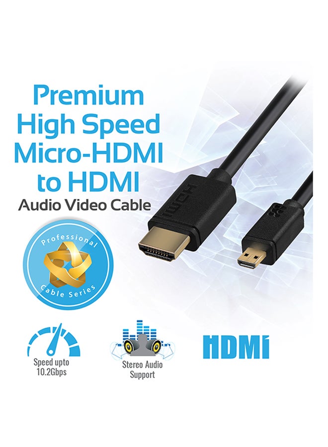 PROMATE - 24K Gold Plated Micro-HDMI To HDMI Audio Video Cable Black - Image 1