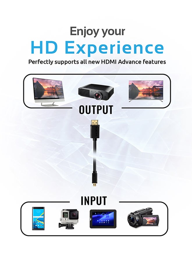 PROMATE - 24K Gold Plated Micro-HDMI To HDMI Audio Video Cable Black - Image 1
