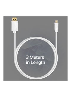 PROMATE 24K Gold Plated Micro-HDMI To HDMI Audio Video Cable White  - Image 3