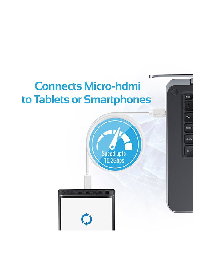 بروميت كابل فيديو صوت مايكرو إتش دي ام آي إلى إتش دي ام آي مطلي بذهب 24 قيراط أبيض - Image 5