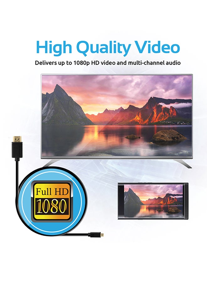 PROMATE - 24K Gold Plated Micro-HDMI To HDMI Audio Video Cable Black - Image 1