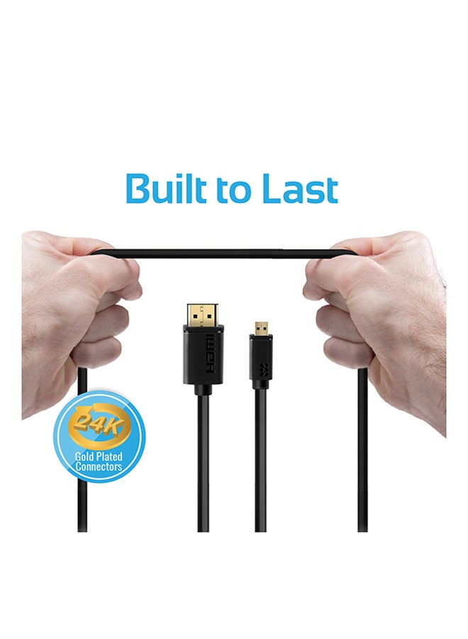 PROMATE - 24K Gold Plated Micro-HDMI To HDMI Audio Video Cable Black - Image 1