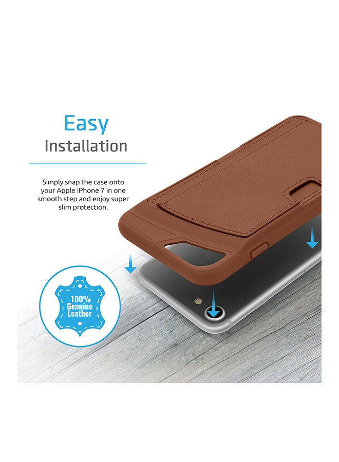 بروميت غطاء آيفون 7، وهو غطاء جلدي رفيع للغاية ممتص للصدمات، مع فتحة للبطاقات بني - Image 5