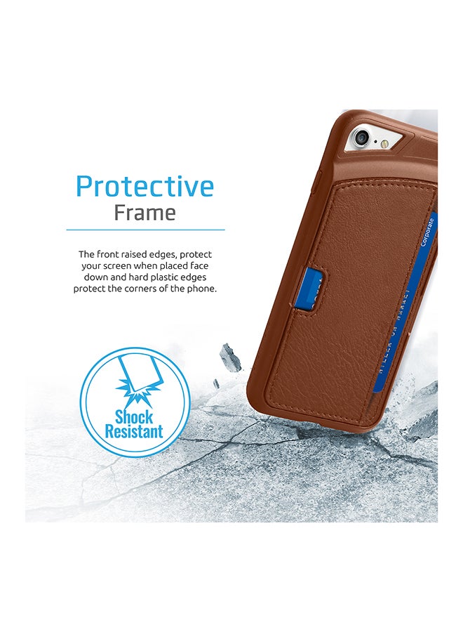بروميت غطاء آيفون 7، وهو غطاء جلدي رفيع للغاية ممتص للصدمات، مع فتحة للبطاقات بني - Image 4