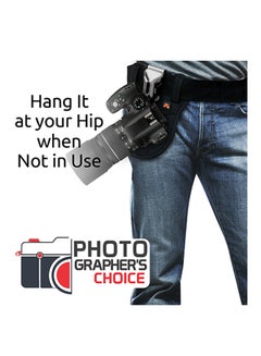 PROMATE DSLR Holster Belt Holder, Universal Camera Waist Belt Clip Holster With Quick Release Launch For DSLR Camera For Canon Nikon Sony Black  - Image 3