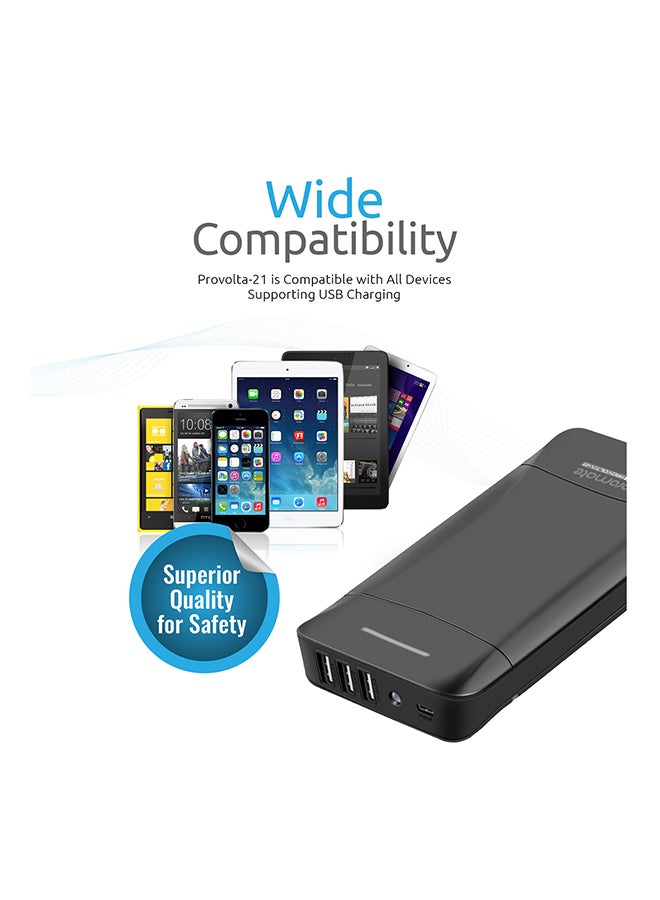 PROMATE - 20800.0 mAh 20800 mAh Power Bank, Ultra-High Capacity Power Bank With 3 USB Ports 3.1A Portable Charger Black - Image 1