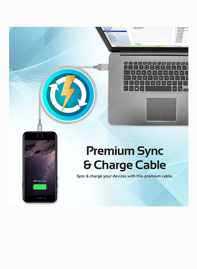 USB And Charge Cable with Short-Circuit Protection for iPhone7, 7 Plus, 6s, 6s Plus, 6, 6 Plus, 5 5S, 5C, SE, iPad, iPod Silver