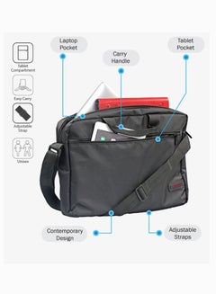 PROMATE Premium Lightweight Messenger Bag for Laptops up to 15.6” with Front Storage Zipper Black  - Image 5