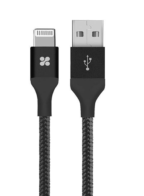 Heavy Duty Mesh-Armored USB to Lightning Sync and Charge Cable with Short-Circuit Protection Black