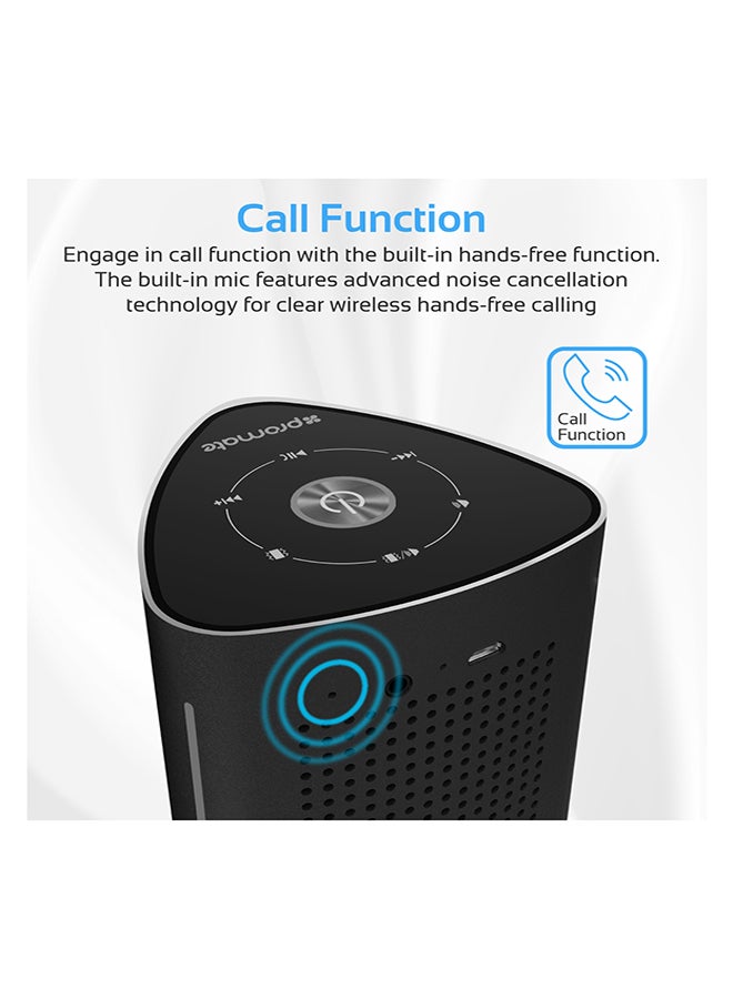 PROMATE - Wireless Speaker, High-Quality Bluetooth Speaker Surface Vibration Sound with Touch Control System, 3.5mm Audio Jack and Built-In Microphone for Smartphones, Tablets, Karaoke, Laptops, Pcs, Cyclone Black - Image 1