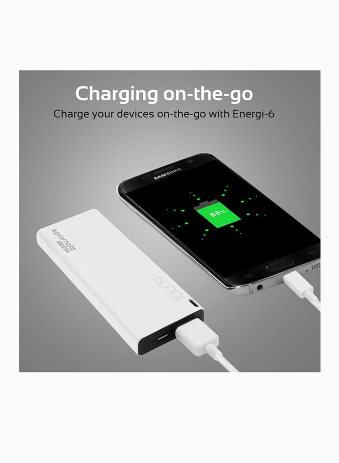 بروميت باور بنك شاحن بطارية لاسلكي محمول سعة عالية بمقاس صغير للغاية و شاحن بمنفذ USB بشدة 2.1 أمبير ومنظم جهد أوتوماتيكي للهواتف الذكية وأجهزة التابلت ومشغلات MP3 وأجهزة تحديد المواقع أبيض - Image 5