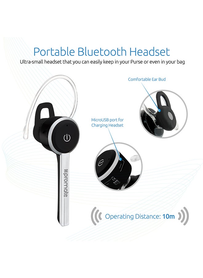 PROMATE Bluetooth Headset - Ultra-Slim - Professional Multi-Point Pairing - Calls And Music Streaming - HD Call Clarity Black - Image 5