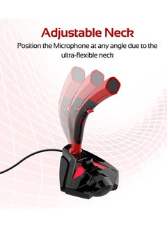 PROMATE Desktop Microphone, Professional Digital 3.5mm Jack Microphone Stand with Adjustable Neck for Laptop, PC, iMac, Gaming Skype Audio Recording, Tweeter-4 Red TWEETER-4.RED Red/Black  - Image 3