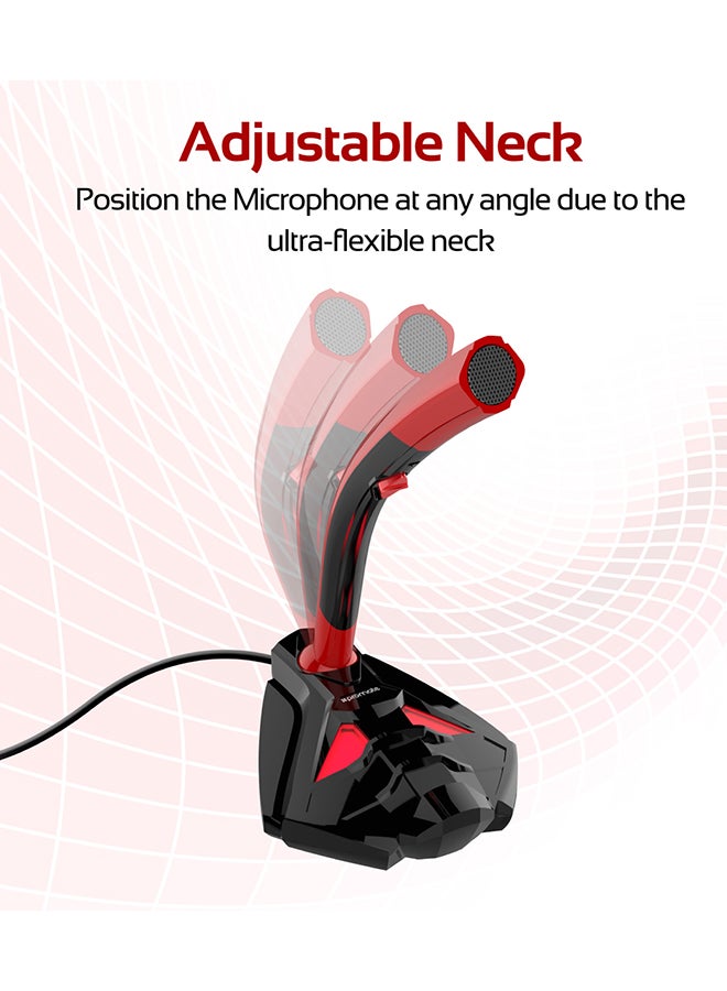PROMATE - Desktop Microphone, Professional Digital 3.5mm Jack Microphone Stand with Adjustable Neck for Laptop, PC, iMac, Gaming Skype Audio Recording, Tweeter-4 Red TWEETER-4.RED Red/Black - Image 1