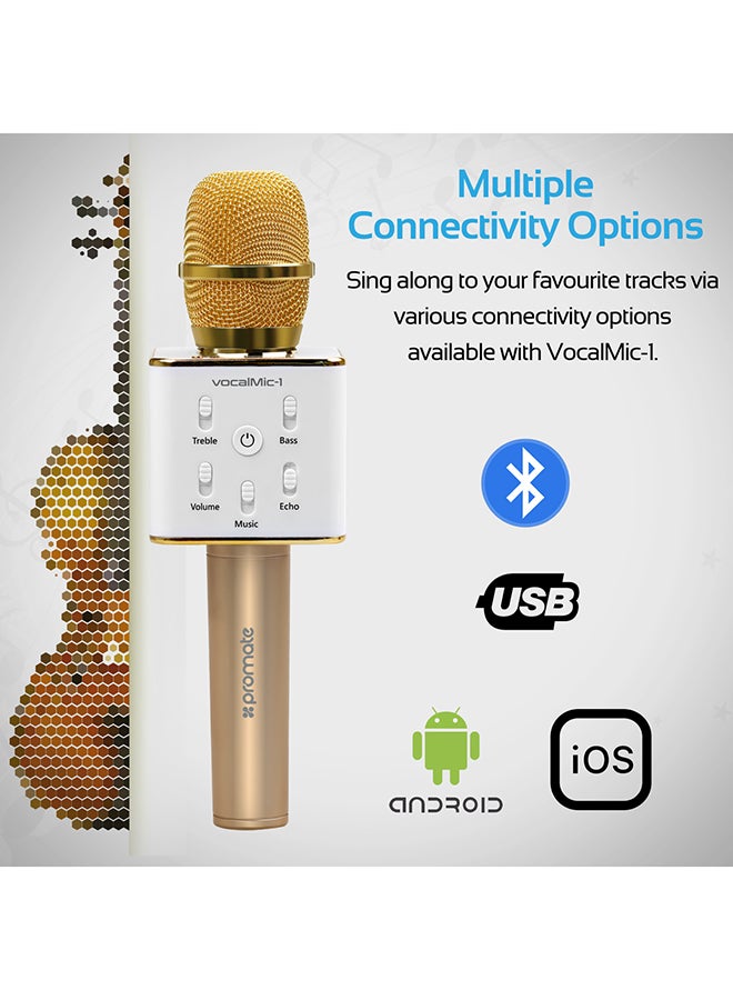 Microphone With Karaoke Player Condenser Built-In Dual Speaker VOCALMIC-1.GOLD Gold