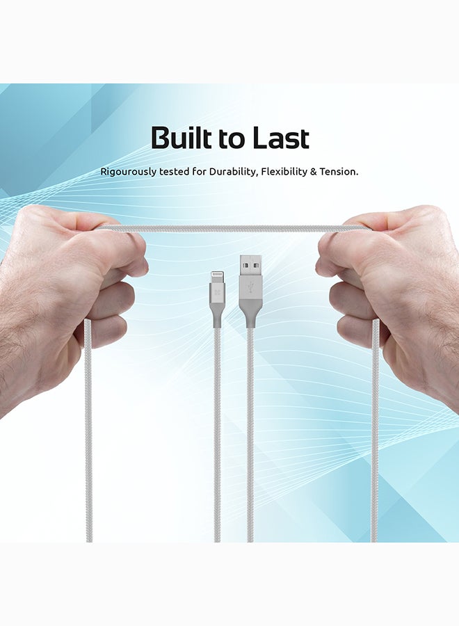 USB And Charge Cable with Short-Circuit Protection for iPhone7, 7 Plus, 6s, 6s Plus, 6, 6 Plus, 5 5S, 5C, SE, iPad, iPod Silver