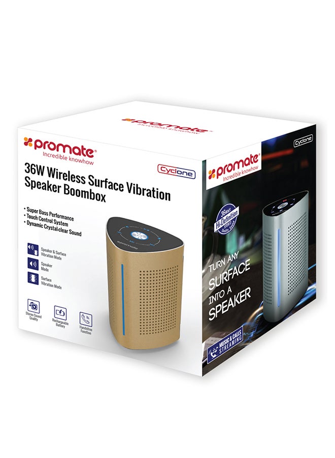 PROMATE - Wireless Speaker, High-Quality Bluetooth Speaker Surface Vibration Sound with Touch Control System, 3.5mm Audio Jack and Built-In Microphone for Smartphones, Tablets, Karaoke, Laptops, Pcs, Cyclone Black - Image 1