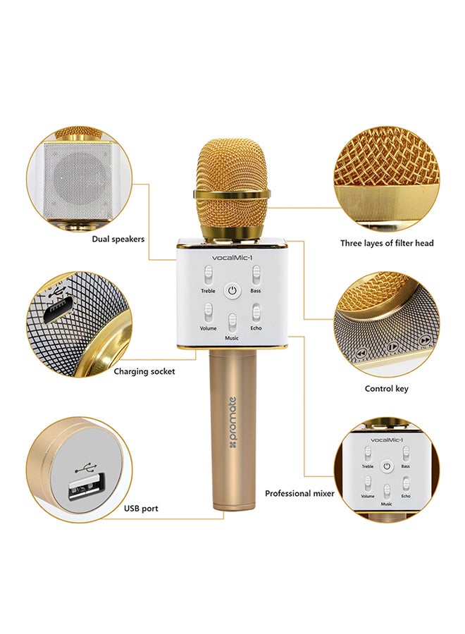 Microphone With Karaoke Player Condenser Built-In Dual Speaker VOCALMIC-1.GOLD Gold
