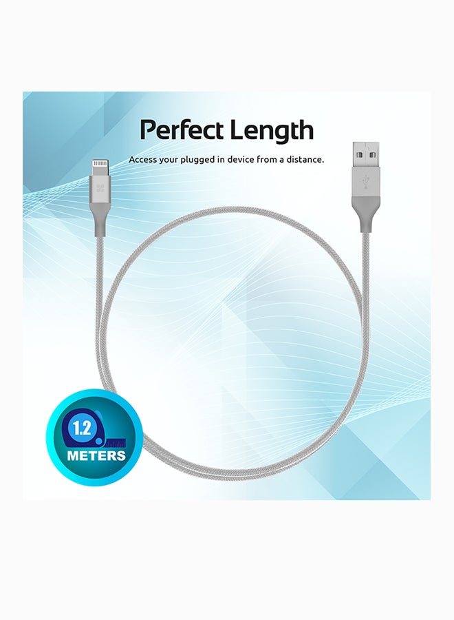 USB And Charge Cable with Short-Circuit Protection for iPhone7, 7 Plus, 6s, 6s Plus, 6, 6 Plus, 5 5S, 5C, SE, iPad, iPod Silver