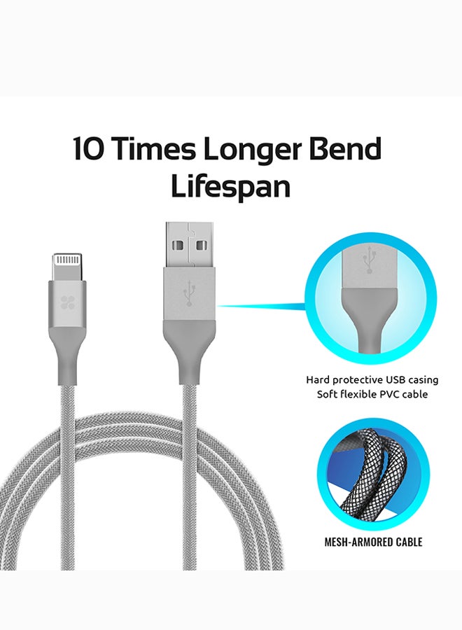 USB And Charge Cable with Short-Circuit Protection for iPhone7, 7 Plus, 6s, 6s Plus, 6, 6 Plus, 5 5S, 5C, SE, iPad, iPod Silver