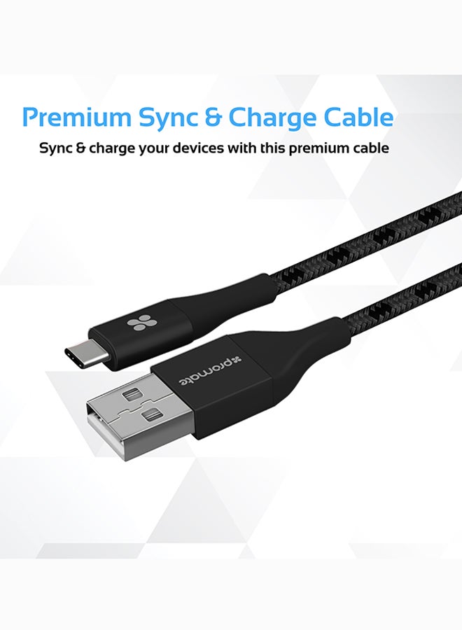 PROMATE USB Type-C™ Cable, Heavy Duty Mesh Armored Type-C™ to USB-A Sync and Charge Cable with 5Gbps Transfer Speed for Samsung Note 8, S8, S8+, Google Pixel, Nintendo Switch, Unilink-CAM BLACK Black  - Image 2